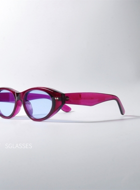 小众紫红UV400防紫外椭圆墨镜