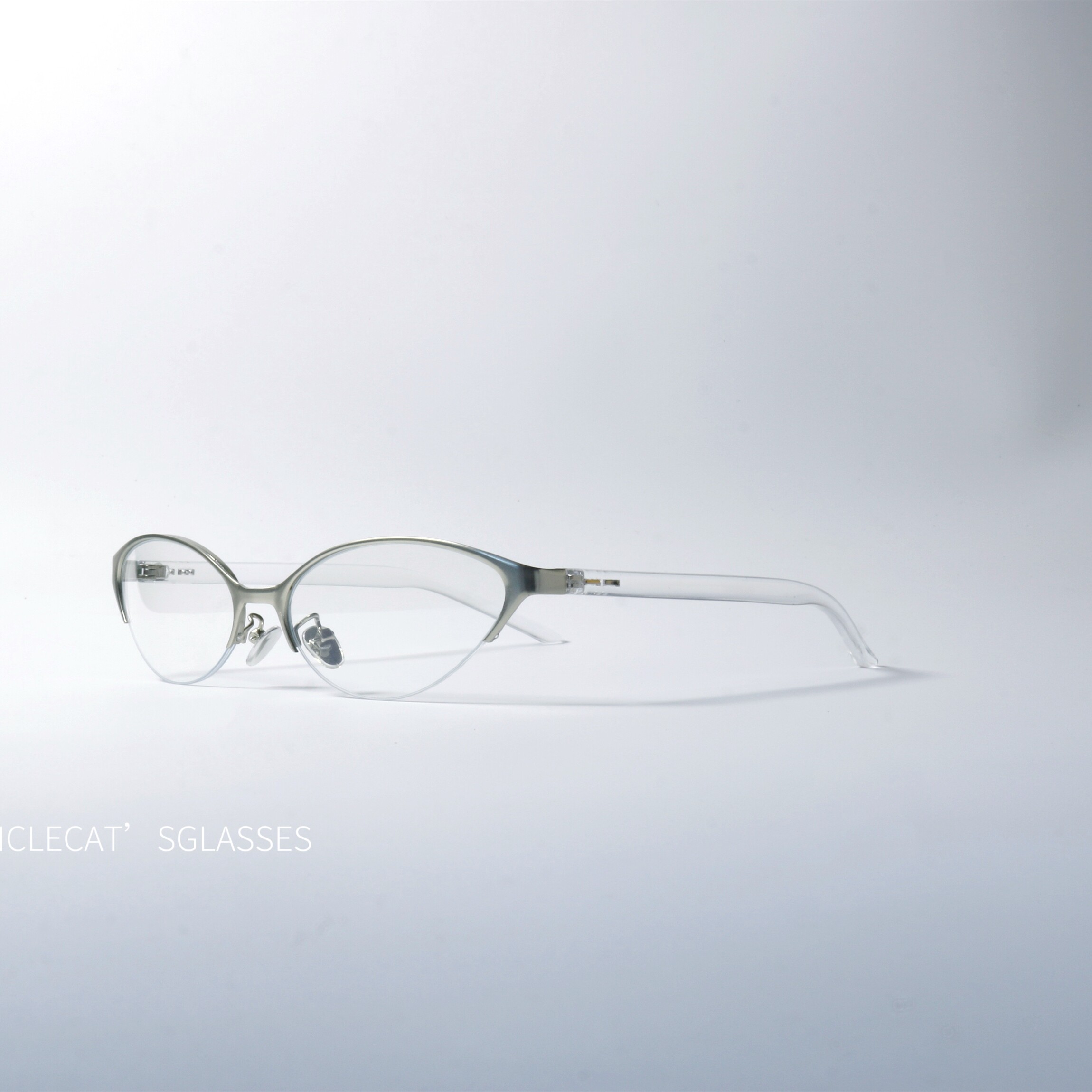 猫眼造型金属半框平光眼镜防蓝光可配近视学生小众清冷风眼镜框架