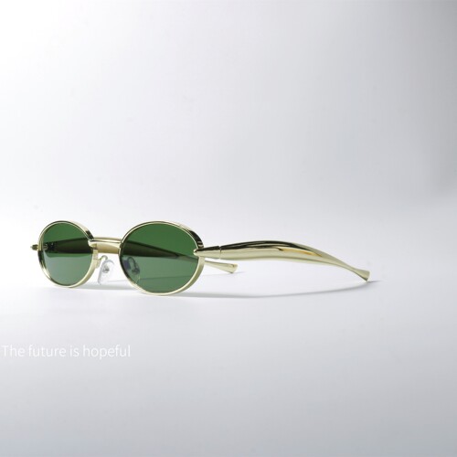 朋克风格金属椭圆框墨镜