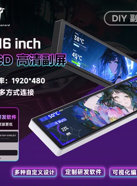 丛林豹9.16英寸LCD机箱副屏电脑监控usb自定义动态视频显示屏主机