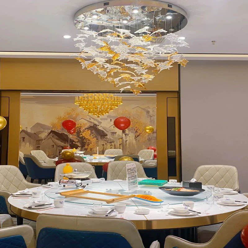 高档饭店包厢吊灯2026创意艺术玻璃枫叶酒店大堂宴会厅包间包房灯