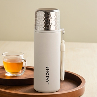 尚泰新款保温杯316不锈钢子弹头滤网弹盖不锈钢杯便携提绳焖泡杯