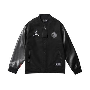 秋冬新款飞人大巴黎棒球服圣日耳曼联名立领加棉夹克宽松毛呢外套