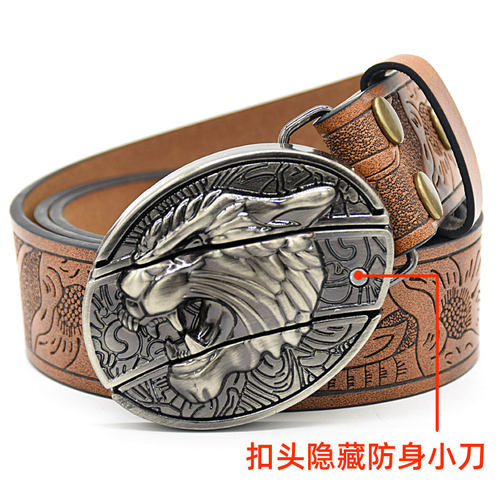 男士皮带小刀个性压花防身腰带