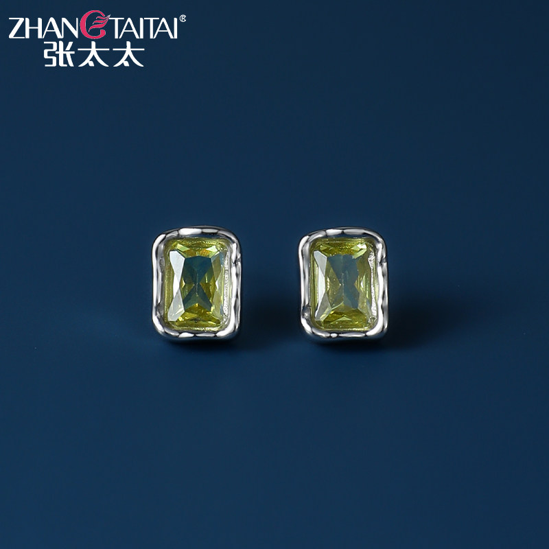 方形轻奢耳环女2023年新款日韩高级感水钻耳圈小众设计金属耳饰