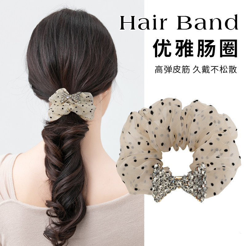 头圈发绳女2023新款头绳黑色后脑勺高弹力扎头皮筋气质水钻发饰品