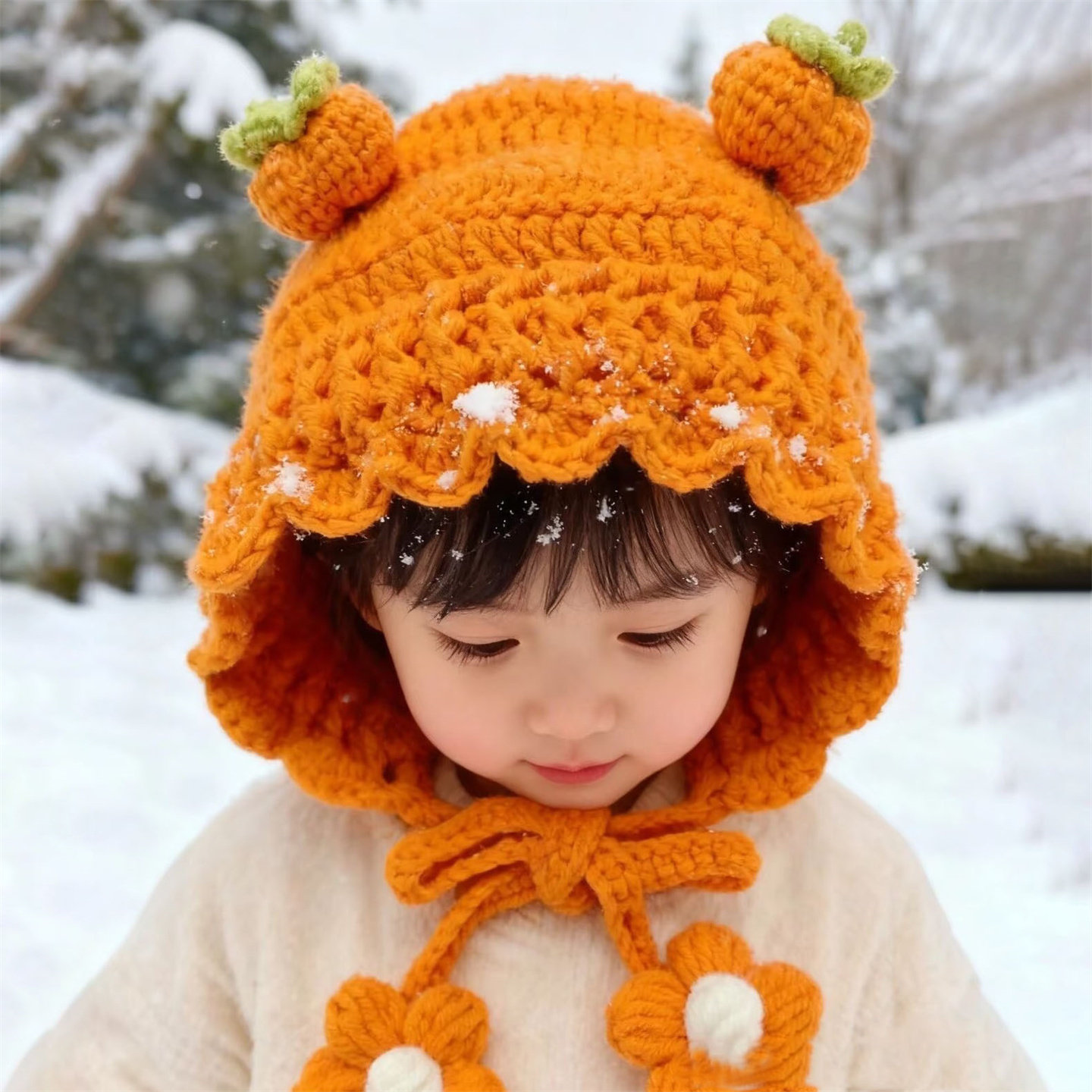 新年柿子帽手工diy编织钩针护耳帽儿童纯棉毛线帽子钩织材料包,服饰配件/皮带/帽子/围巾,DIY编织材料包,淘宝优惠券,粉丝福利购,淘宝优惠卷