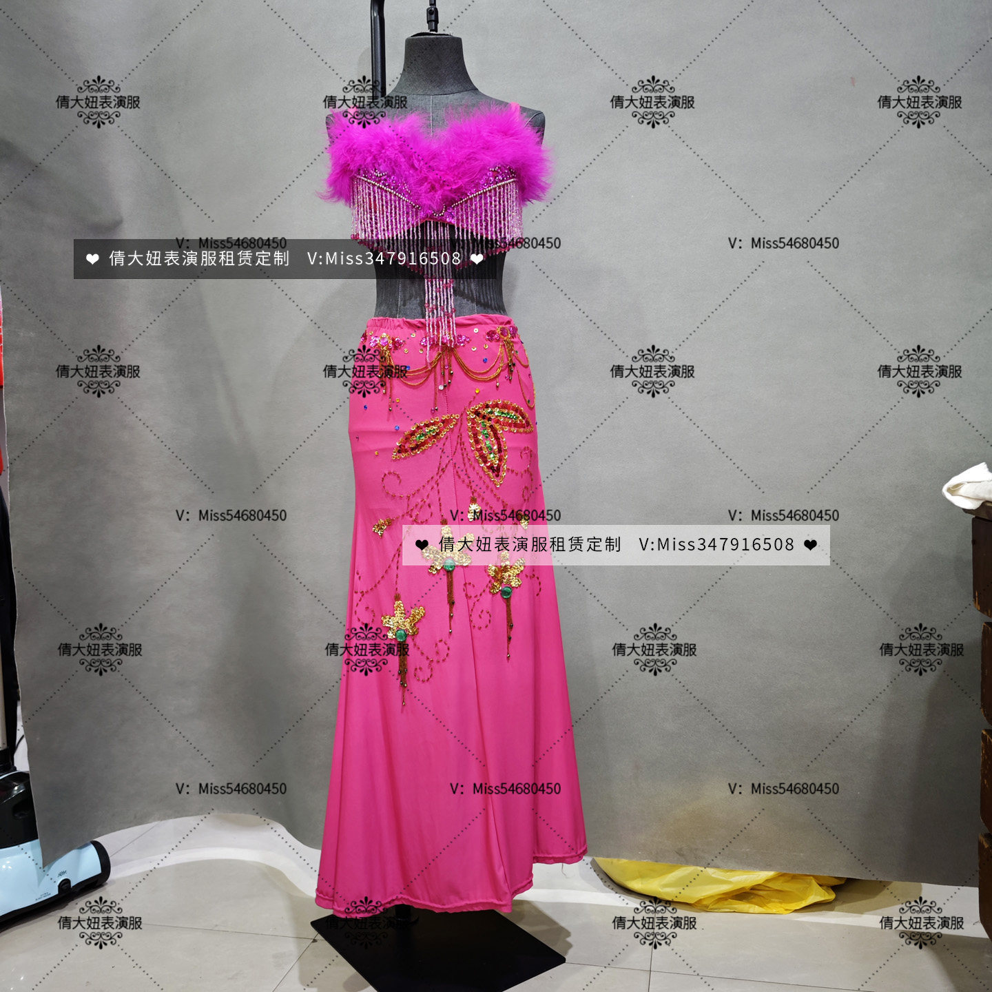 来图定制出租串珠肚皮舞表演服装