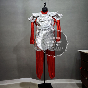 来图定制成都出租古代服装皮革盔甲全身战袍铠甲演出服儿童花木兰