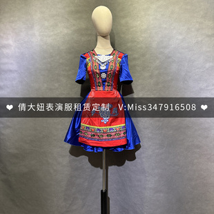 定制出租变装服歌伴舞合唱服民族风连衣裙苗族瑶族壮族侗族蓬蓬裙