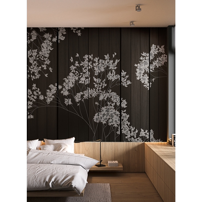 现代简约壁画客厅卧室墙纸早樱