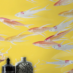 群仙舞浪 无缝定制壁画卧室客厅沙发餐厅背景墙鱼水中游中式简约