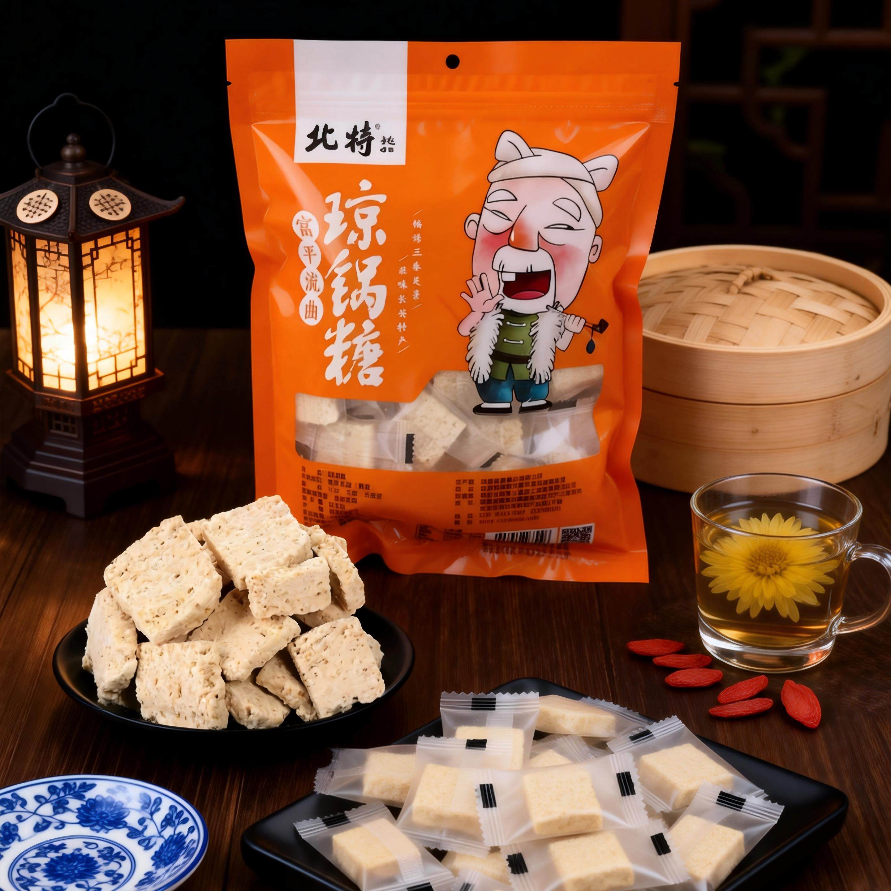 北特琼锅糖富平流曲陕西特产白芝麻糖零食麦芽糖糕点300g袋装