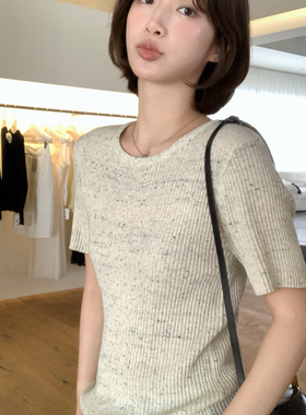 IMISS-领杂点亚麻针织衫（含6羊毛）(麻料有麻结麻点为正常)R0131