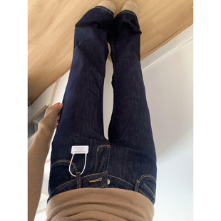 复古高腰显瘦百搭喇叭裤 美式 子 女秋冬新款 深蓝色低腰微喇叭牛仔裤