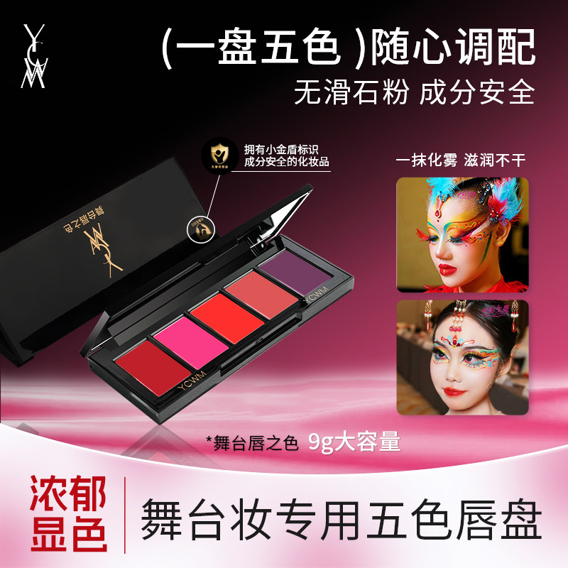 艺彩文墨新款小金盾五色口红盘舞台高饱和显色提亮化妆师专用