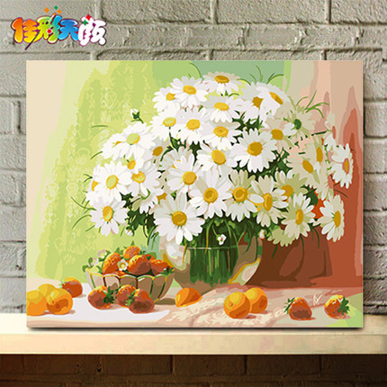 限3000张券数字油画diy手绘油画 客厅大幅风景花卉填色装饰画 餐厅野菊花