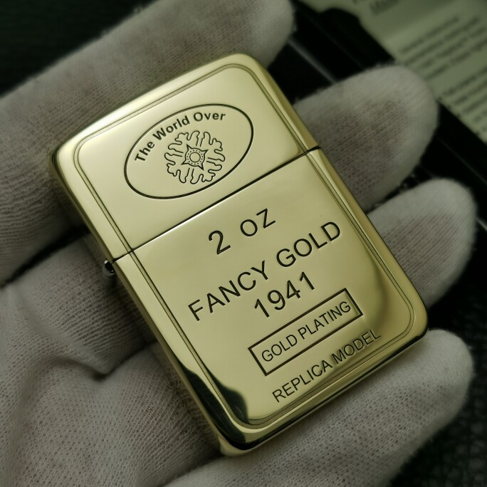 原装正品ZIPPO打火机1941B黄铜个性雕刻小金砖 正版之宝火机