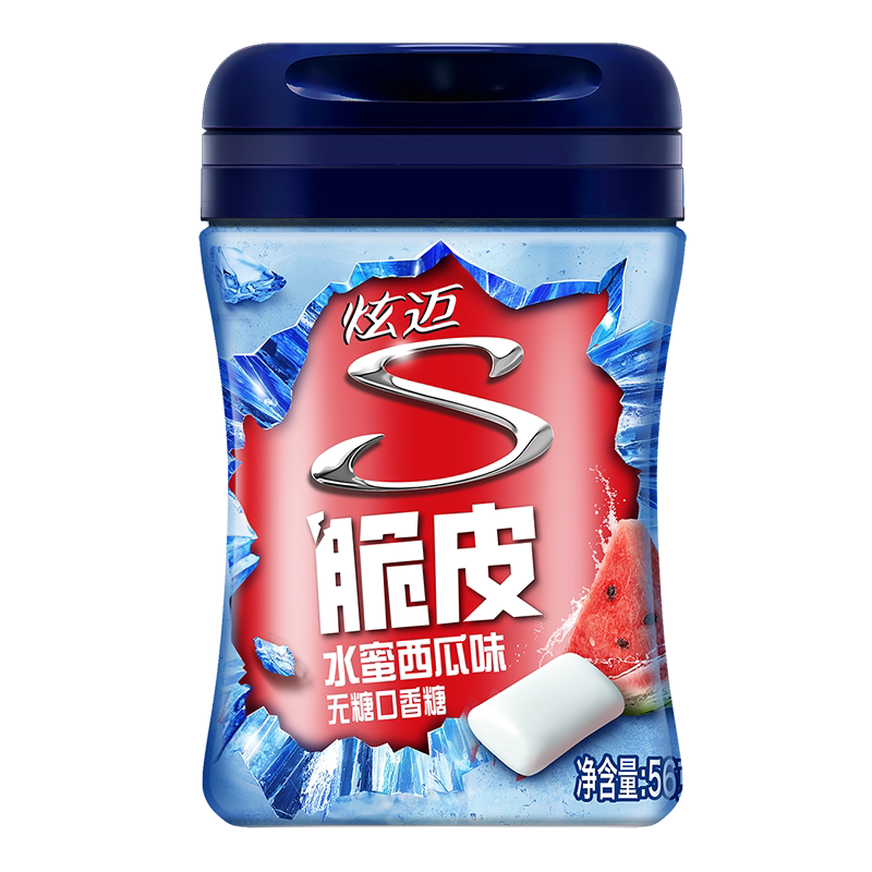 炫迈 水蜜西瓜味无糖颗粒口香糖 吉百利 56g(40粒)
