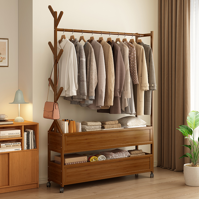 衣帽架带轮挂衣架落地立式家用