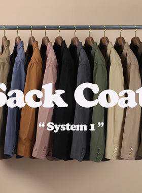 BasicBeatBrand休闲廓形Sack Coat复古西装经典纯棉多袋洗水外套