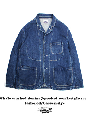 IndigoWhale蓝染古布纽扣重水洗牛仔丹宁工装风格休闲西装外套