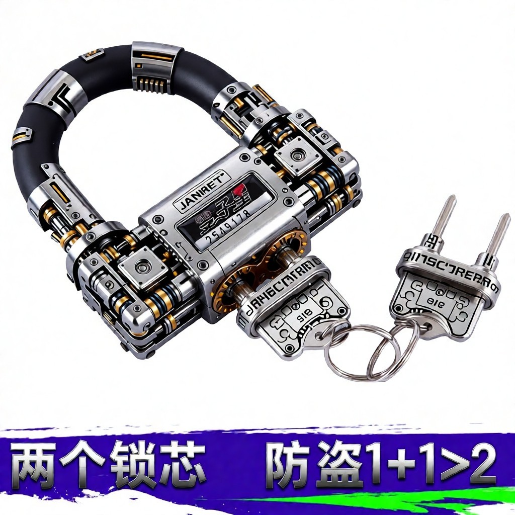 小号U型锁C级防盗摩托车抗液压剪大门挂锁双子星电动自行车碟刹锁