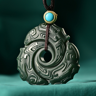 天然和田玉塔青一细料璇玑挂件个性时尚转运吊坠玉石仿古男女牌子