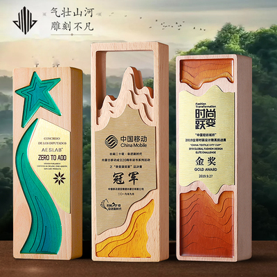 实木奖杯定制艺术奖牌定做创意刻字加盟代理授权牌颁奖年会纪念品