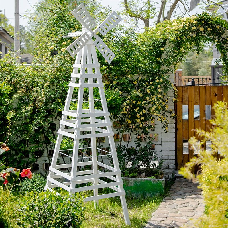 阳台花园布置实木花架落地式防腐木植物摆放架月季爬藤架花盆架子