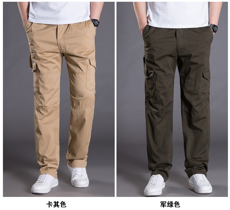 包邮新款男士宽松多口袋休闲裤户外男裤全棉宽松加大工装裤男长裤