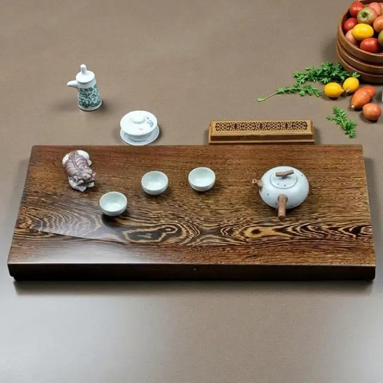 鸡翅木茶盘整块实木茶台长方形
