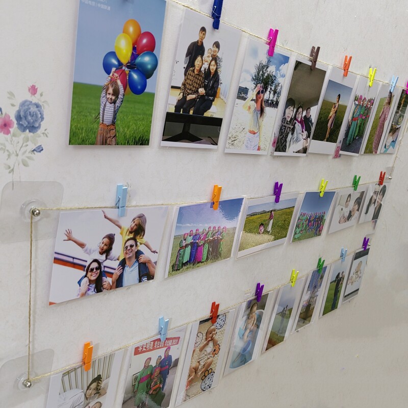 ins网红创意个性照片墙led灯串装饰挂墙组合相片墙麻绳夹子免打孔