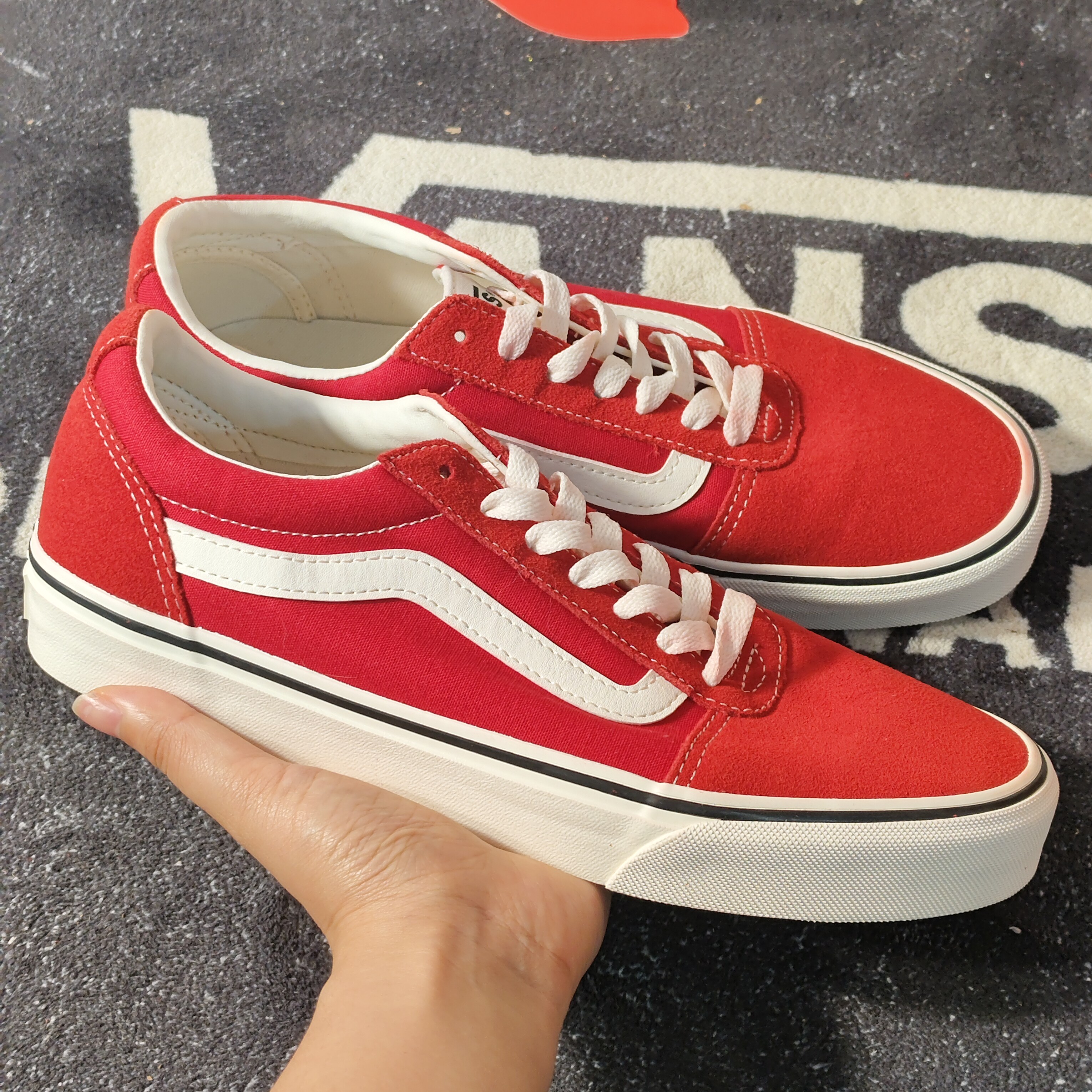 Vans Old Skool正红白条纹低帮帆布鞋男女休闲滑板鞋VN0A5HTSBOP