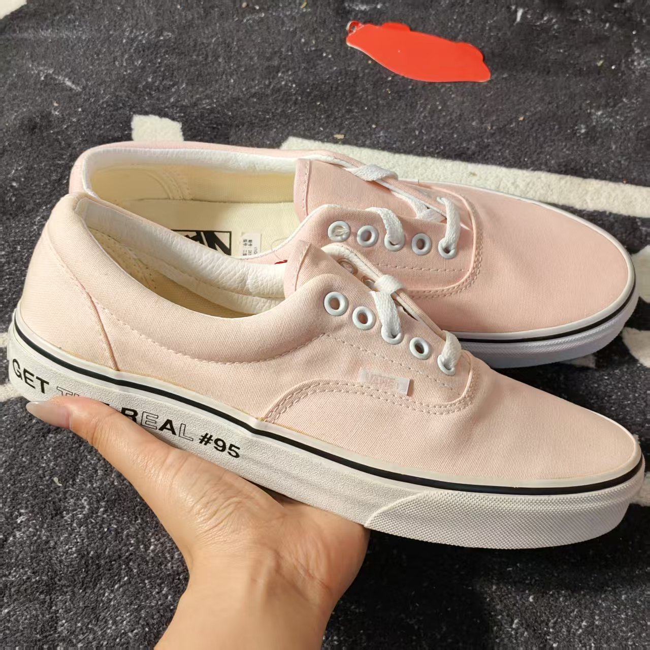 Vans ERA粉色低帮帆布鞋侧边字母GETTHEREAL休闲板鞋 VN0A38FRTO5