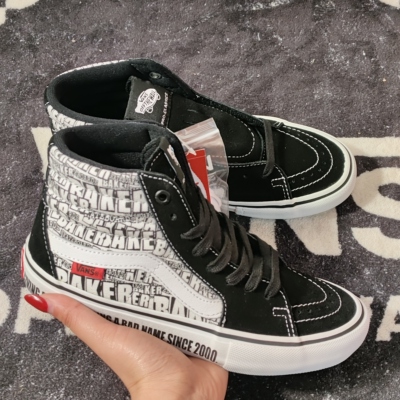 Vans Sk8-Hi Pro Baker联名黑白涂鸦高帮专业滑板鞋 VN0A45JDV0B