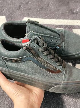 Vans黑灰麂皮侧拉链OldSkool全黑底鞋男女休闲鞋VN0A3493M1I