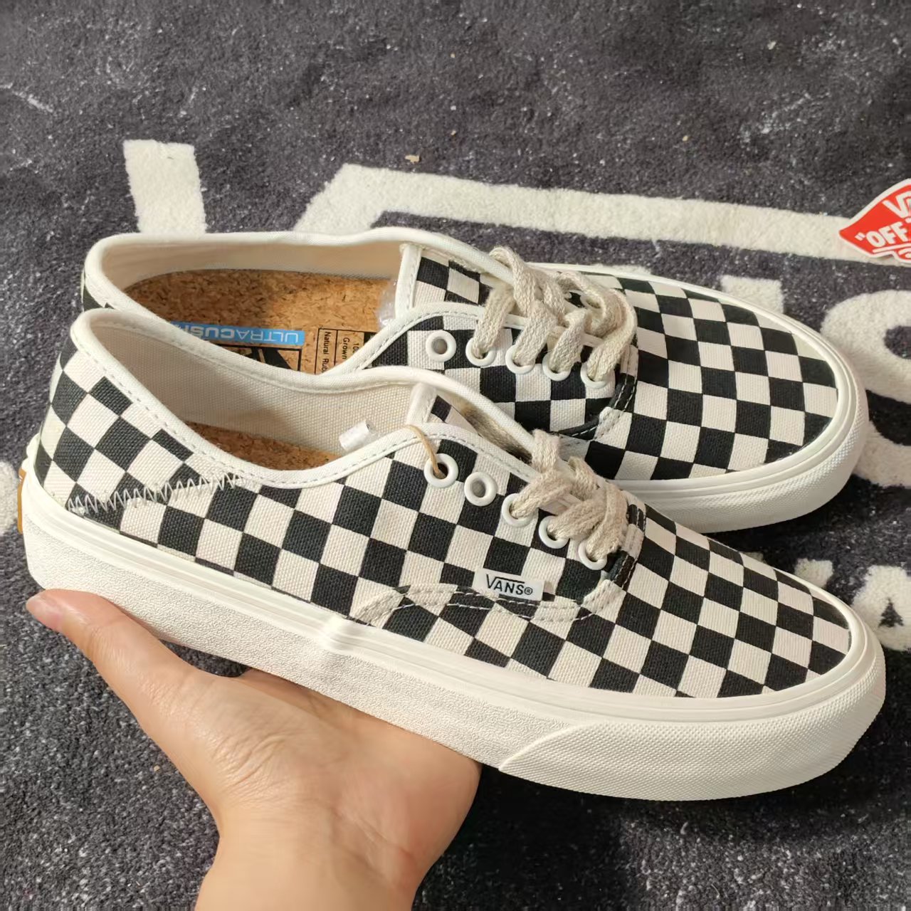 Vans Authentic SF黑白棋盘格软木塞低帮帆布鞋男女VN0A3MU642E