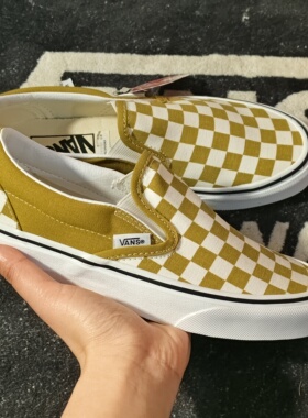 Vans Slip-On黄白棋盘格一脚蹬男女帆布鞋 VN0A4U381GI