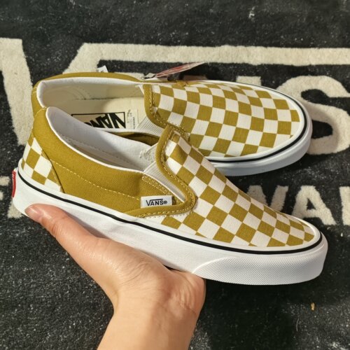Vans Slip-On黄白棋盘格一脚蹬男女帆布鞋 VN0A4U381GI
