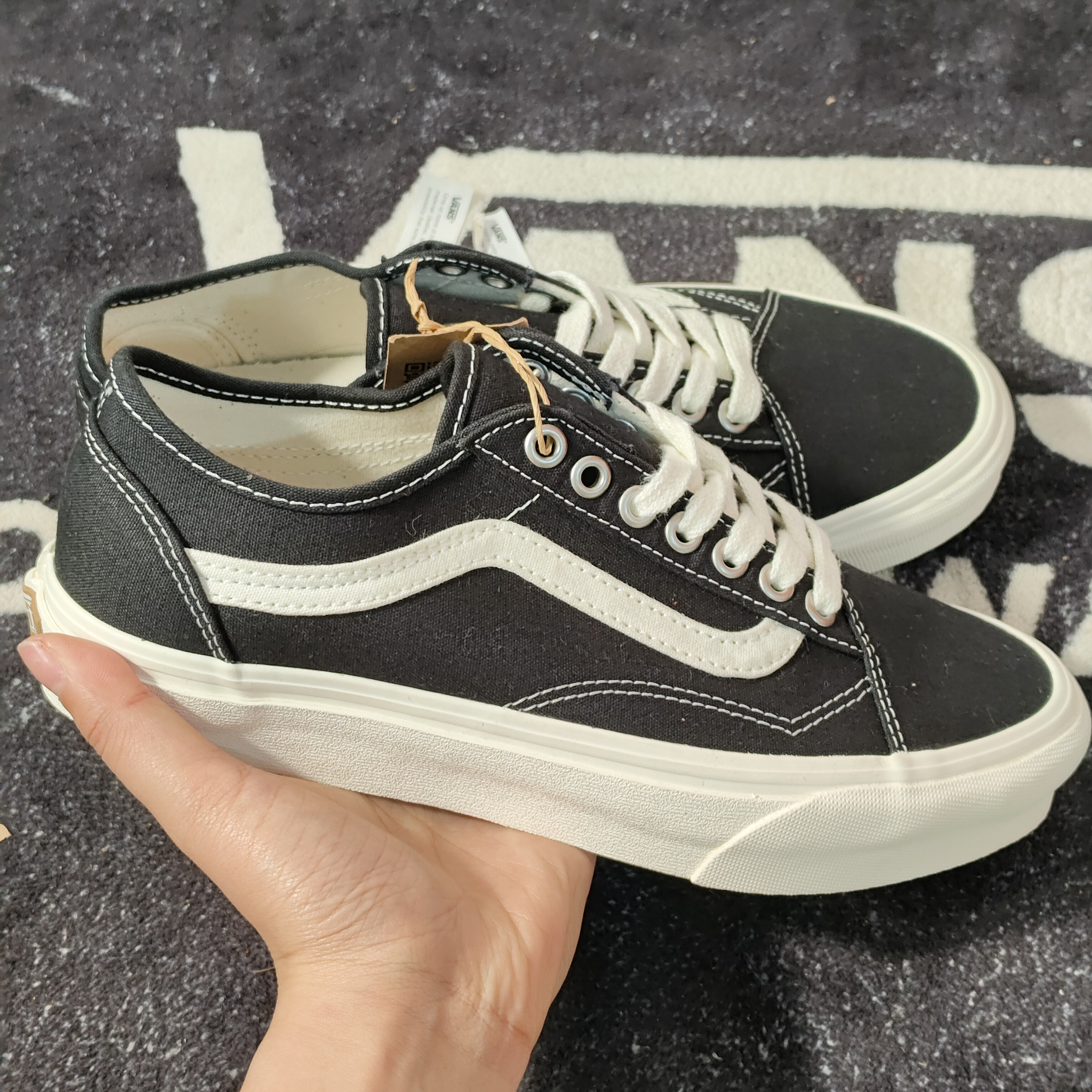 Vans Old Skool Eco Theory黑白环保款低帮帆布鞋VN0A54F49FN