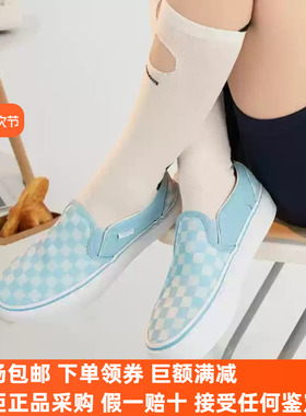 Sunny现货 VANS蓝色棋盘松糕底SLIP ON一脚蹬增高板鞋VN0A3WMMYRQ