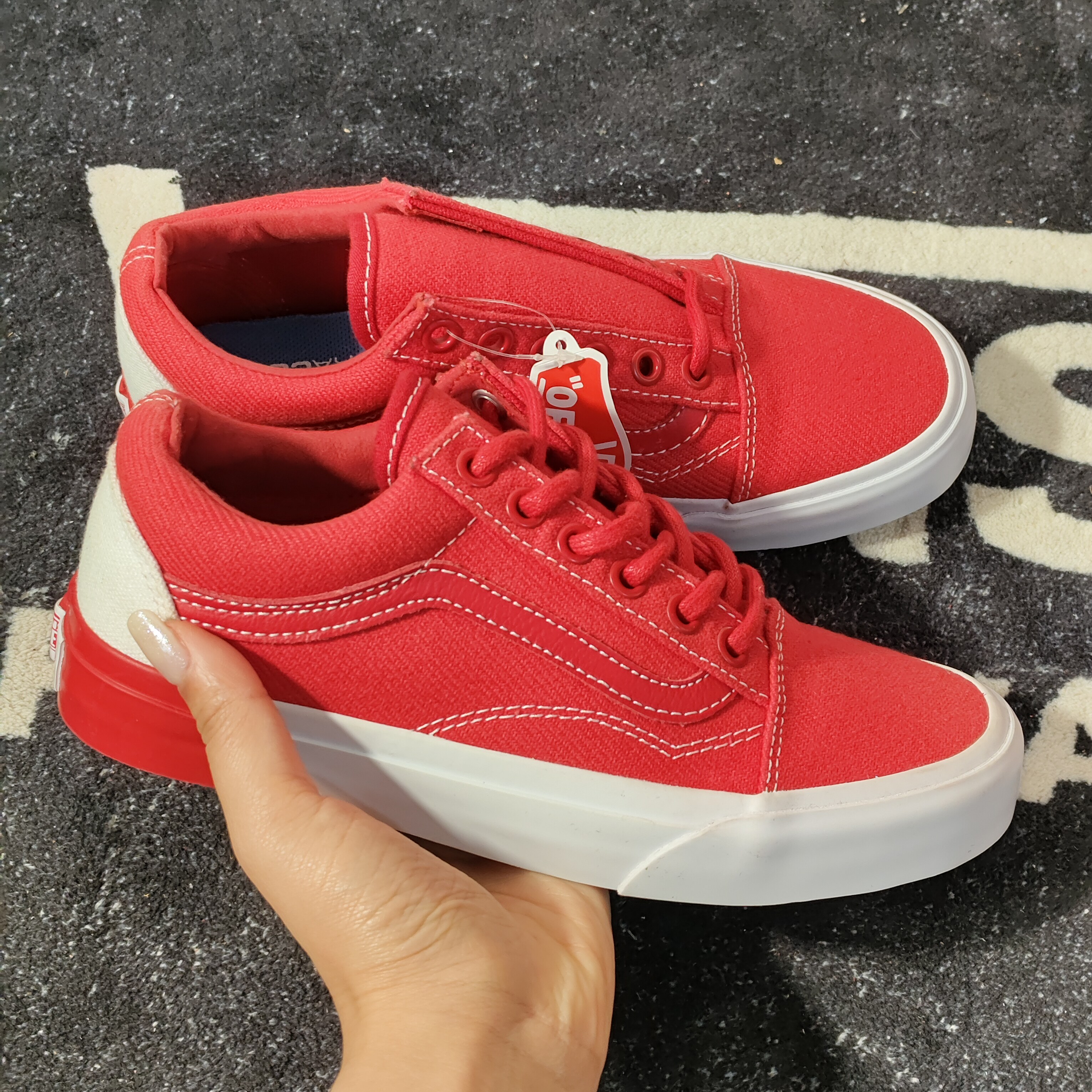 Vans Old Skool红白色低帮帆布休闲板鞋男女款VN0A38G3MS9