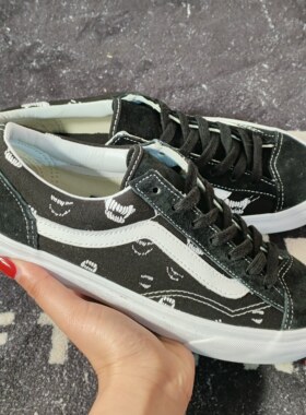 Vans Old Skool VN0A3DZ3PYF黑底笑脸印花低帮男女休闲滑板鞋