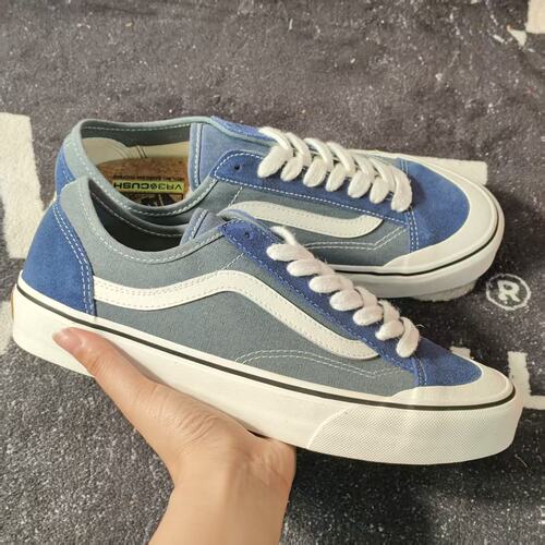 断码特价Vans Style136 VR3雾霾蓝拼色低帮帆布鞋复古VN0A4BX9DDN