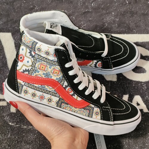 Vans Sk8-Hi摩洛哥民族风高帮帆布鞋男女休闲滑板鞋VN0A4BV8687