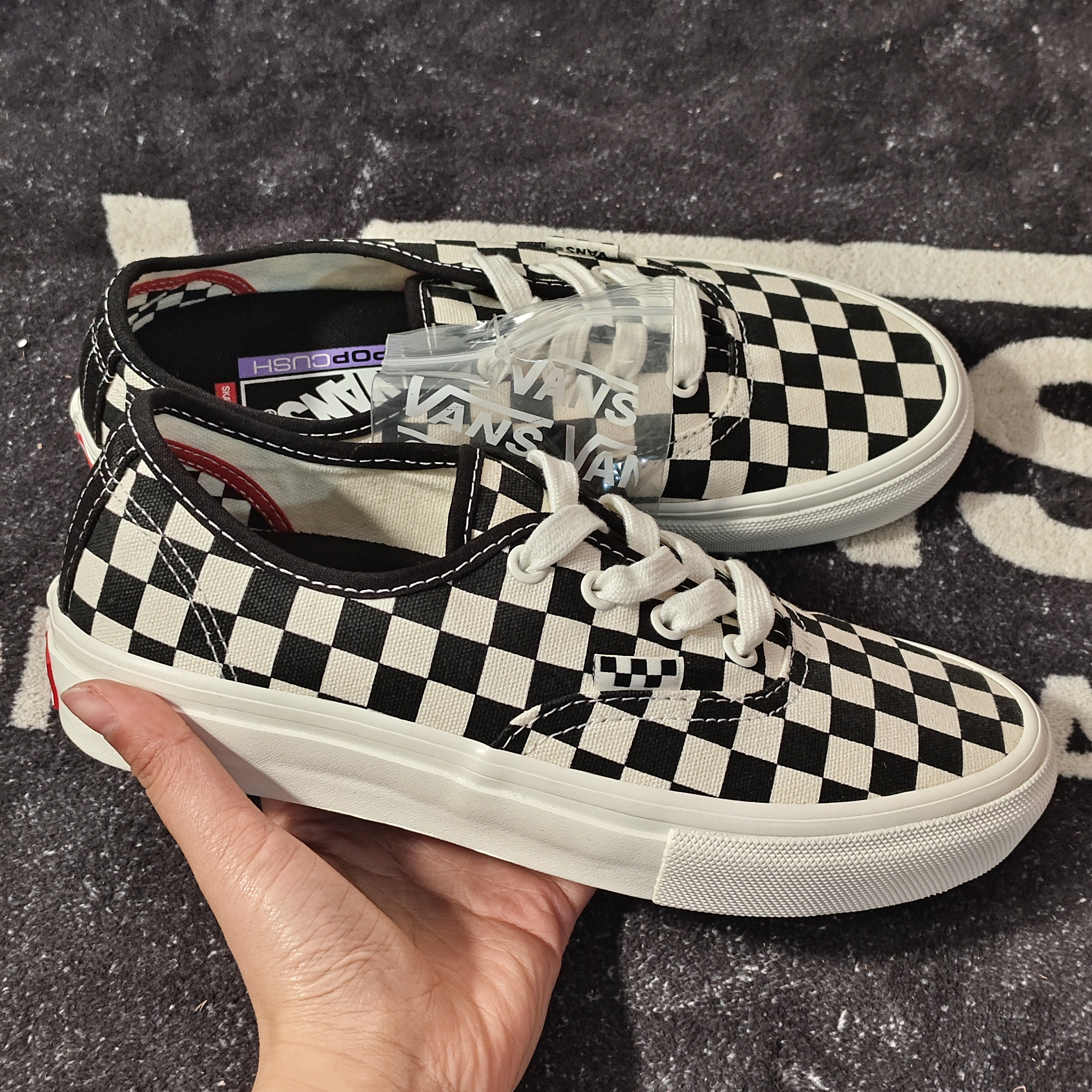 Vans Skate Authentic黑白棋盘格专业滑板鞋VN0A5FC8FS8
