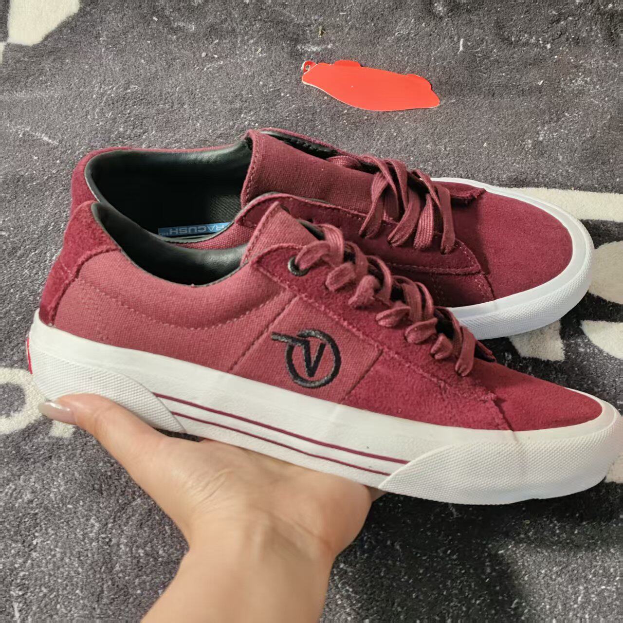 VansSid酒红麂皮拼接低帮板鞋复古纯色男女休闲帆布鞋VN0A4BTB5U7