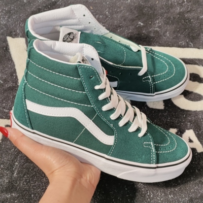 Vans SK8-HIVN0A4U3C2NC绿拼帆布高帮男女同款休闲滑板鞋