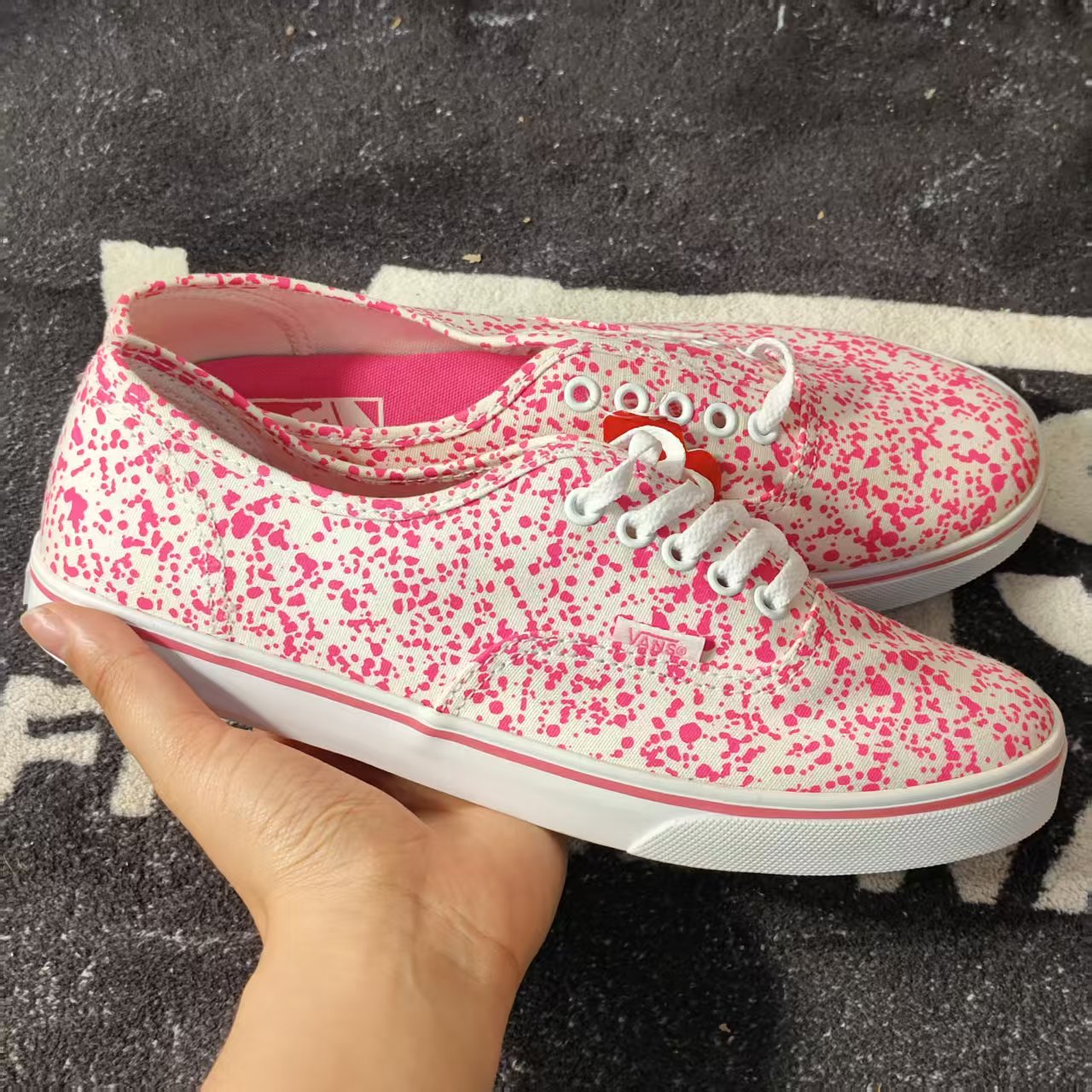 Vans Authentic白粉玫红泼墨斑点低帮帆布鞋休闲板鞋VN0A32R4MLU